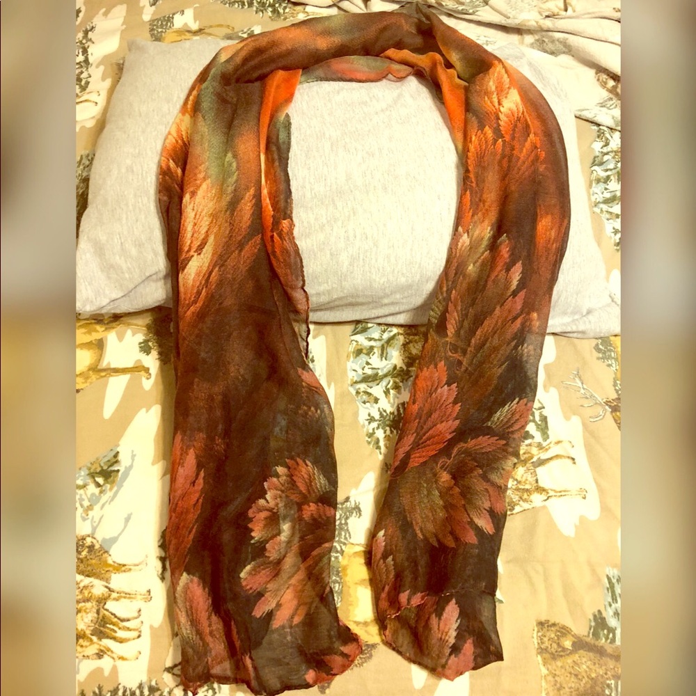 Dark red fall theme polyester scarf